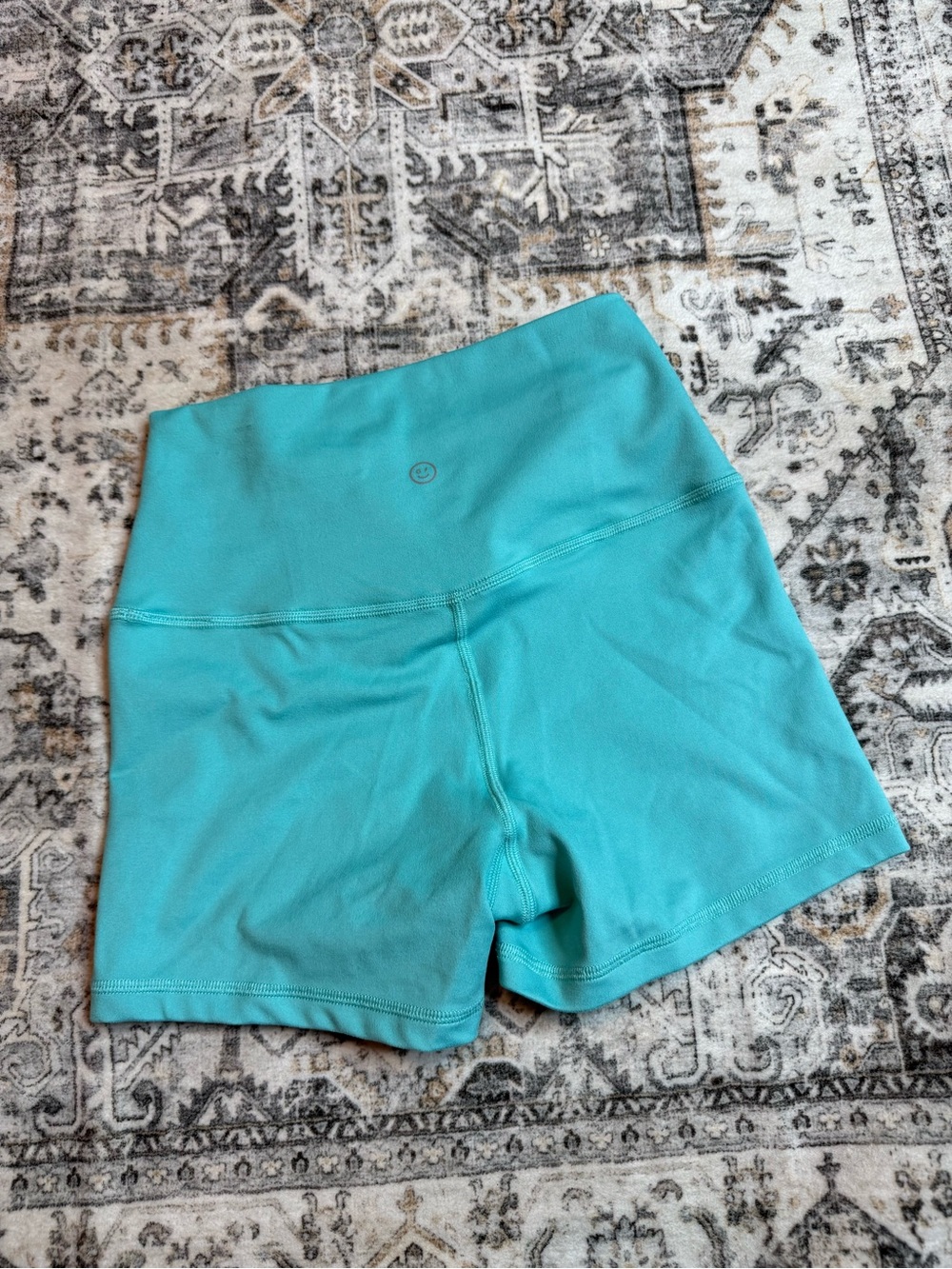 Gilly Hicks Active Recharge High-Rise Shorties in turquoise.